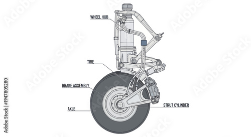 Detailed diagram of aircraft landing gear.