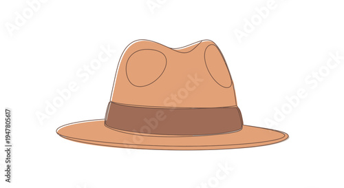 Brown Fedora Hat with Wide Brim.
