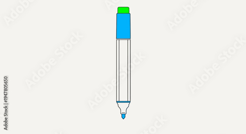 Colorful pen with blue tip.