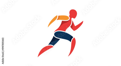 Man Running Fast in Sports Action.