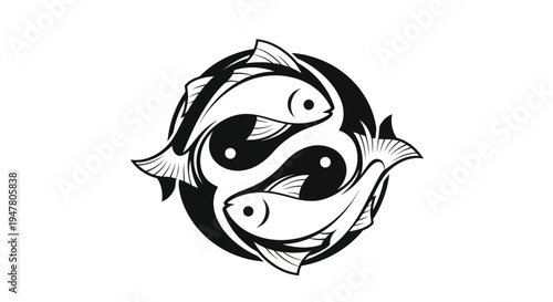 Black and white fish yin yang symbol.