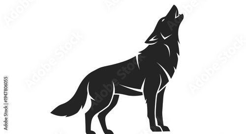 Black silhouette of a howling wolf.