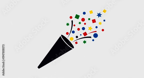 Colorful Confetti Party Popper Explosion Celebration Illustration