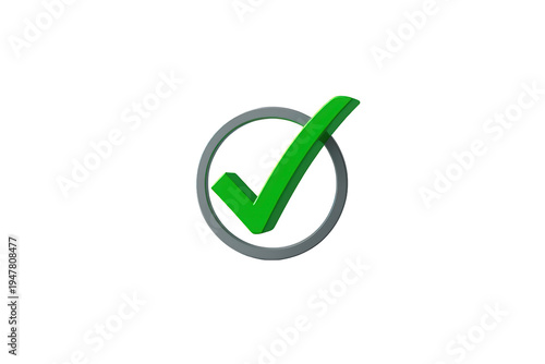 Free Download Green check mark in silver circle, confirming approval, success, verification, and completion on transparent background - GFXLoad