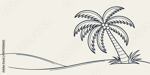 A palm tree on a sandy beach Vector