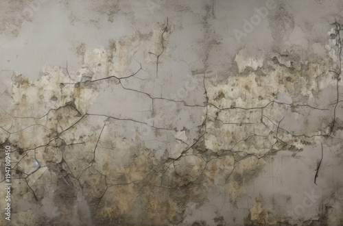 Processed collage of obsolete stucco wall with visible cracks texture. Background for banner, backdrop