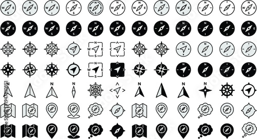 Geolocation icons set. Outline Icon Collection. Editable stroke. Vector illustration
