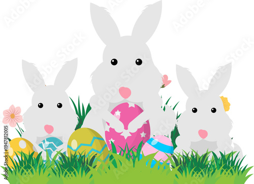 Easter Bunny With Eggs Illustration