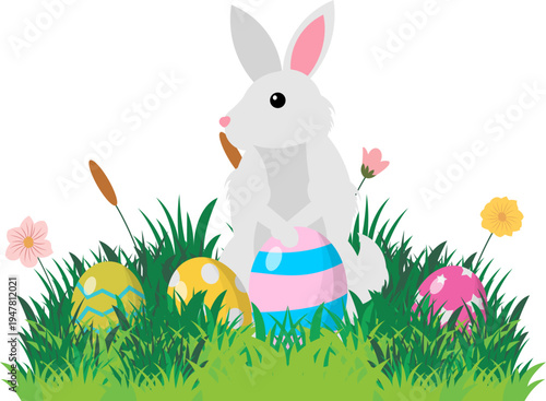 Easter Bunny With Eggs Illustration