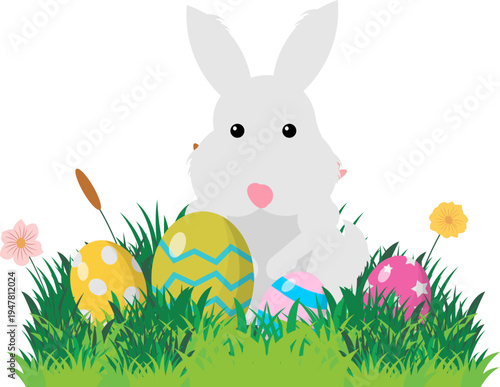 Easter Bunny With Eggs Illustration