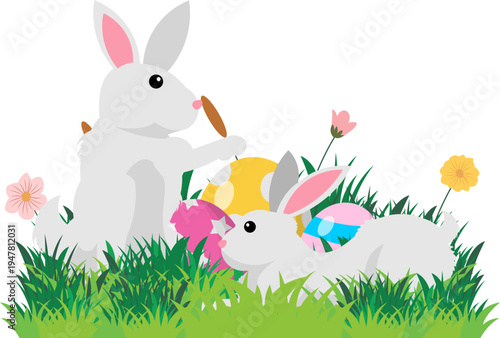 Easter Bunny With Eggs Illustration