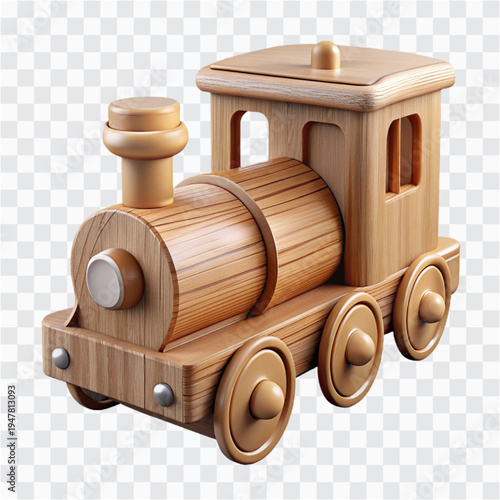 3D Wooden Toy Train | Scandinavian Style, Minimal Kids Toy Icon
