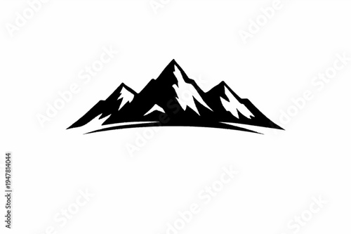 Minimalist Mountain Range Silhouette Icon with Sharp Peaks and Ridges