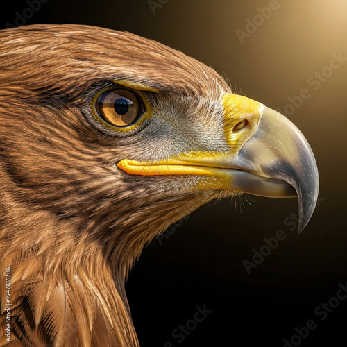 Majestic golden eagle captured in striking close-up detail with piercing gaze