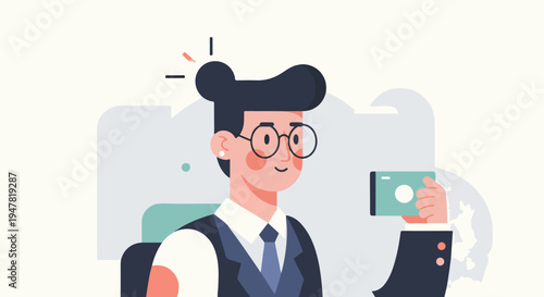 Person in suit takes photo with a smartphone