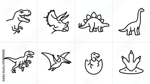 Modern Flat Dinosaur Vector Collection for Children Illustration