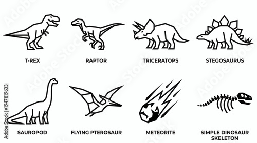 Modern Flat Dinosaur Vector Collection for Children Illustration