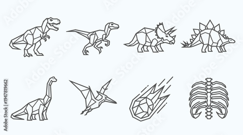 Modern Flat Dinosaur Vector Collection for Children Illustration
