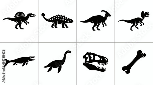 Modern Flat Dinosaur Vector Collection for Children Illustration