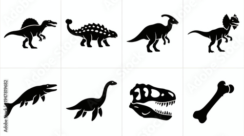 Modern Flat Dinosaur Vector Collection for Children Illustration