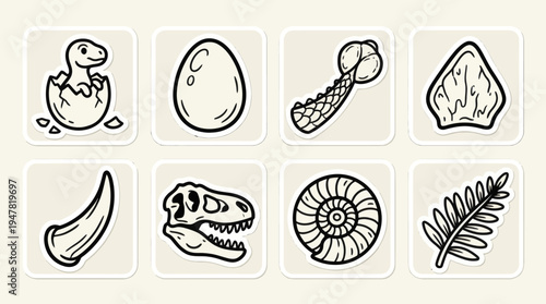 Modern Flat Dinosaur Vector Collection for Children Illustration