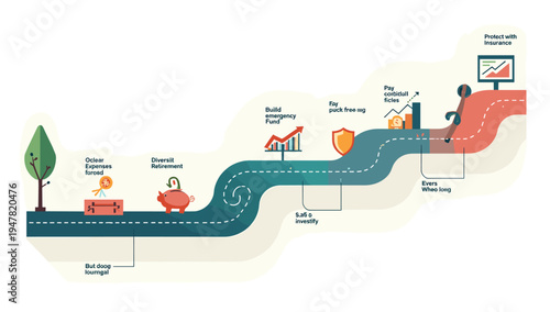 This illustration depicts the concept of financial growth rooted in a stable foundation, ideal for representing investment, savings, and responsible f