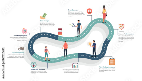 This illustration evokes a sense of progress and planning, perfect for content about financial goals, investment strategies, or debt management. A bri