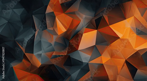 Geometric abstract art with polygonal shapes in gray and orange