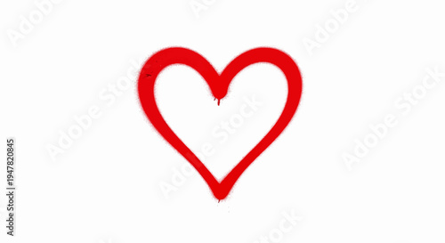 Red spray paint heart shape symbol on a plain white background
