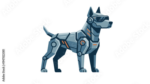 Robotic dog with futuristic goggles