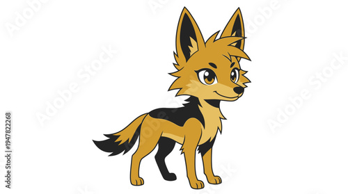 Vector illustration of anime cartoon style jackal