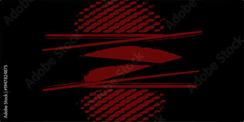 Abstract vector illustration of a dark futuristic background featuring red and orange glowing stars with digital tech lines and motion texture for a modern wallpaper design