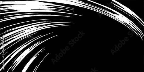 Futuristic black and white abstract background featuring a flowing motion of light lines and glowing wave patterns for a bright energy design backdrop