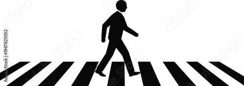 Silhouette of a person crossing the street isolated on transparent background