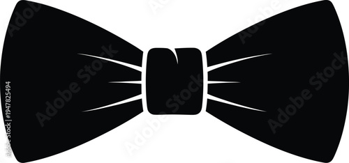 Black bow tie silhouette isolated on transparent background