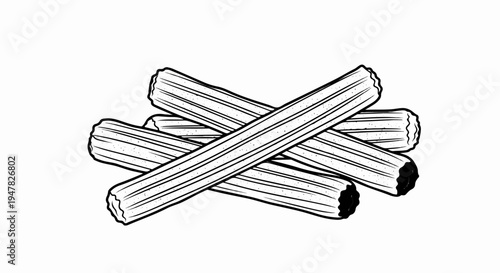 Stack of five ridged, fried dough pastry sticks crossing each other