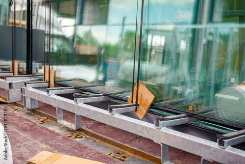 Glasswork at building site, thermal pane glass