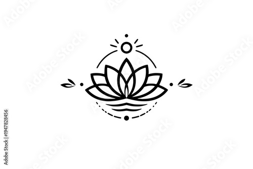 Minimal Yoga Mandala Symbol Meditation Lotus Geometry Vector
