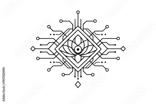 Abstract Circuit Network Pattern Geometric Technology Lines Vector Background