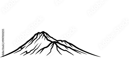 Simple black ink sketch of a majestic mountain range
