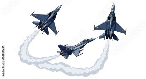 Three Military Jets Flying Formation.