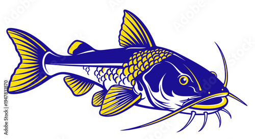 Blue and Yellow Catfish Illustration