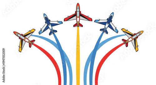 Toy Airplanes in Flight Formation.