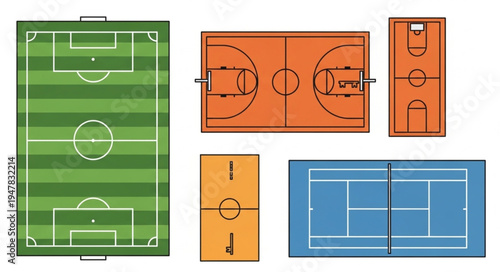 Variety of Sports Fields - Soccer, Basketball, Volleyball, and Tennis.