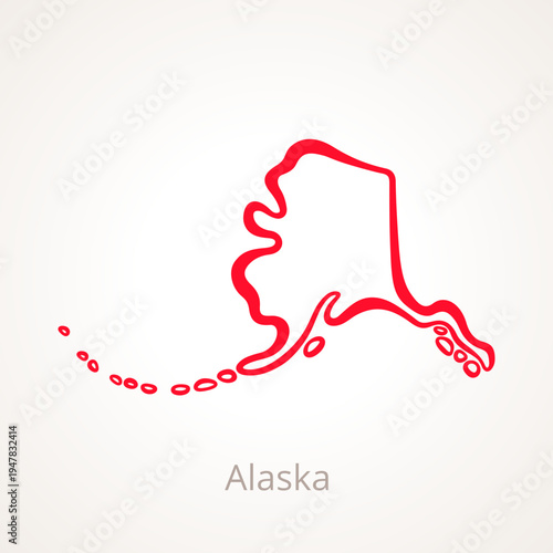 Outline map of Alaska marked with red line.
