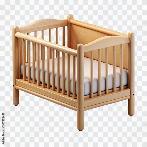 3D Oak Crib | Neutral Bedding, Baby Furniture Icon