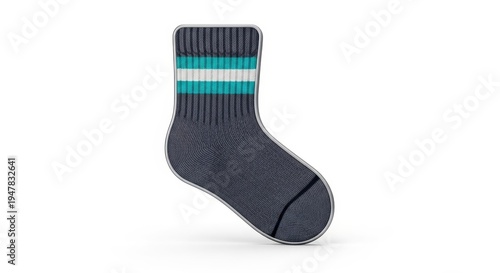 Stylish striped sock on white background for fashion.