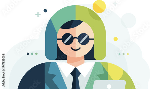 Professional individual with laptop and stylized accessories