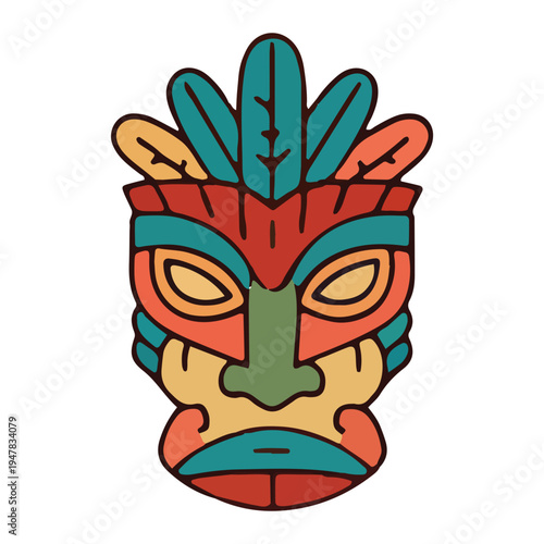 Colorful Tiki Mask Illustration