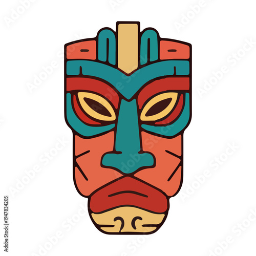 Colorful Tribal Tiki Mask Icon